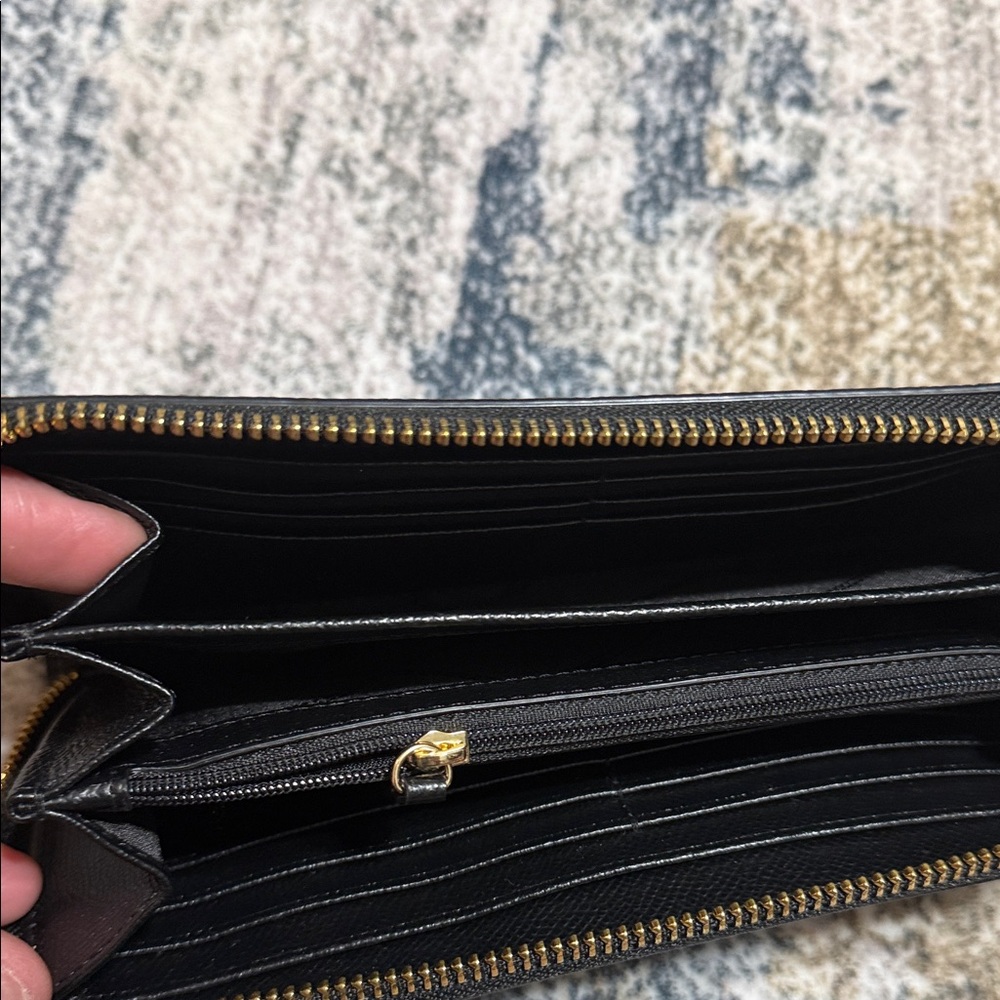 Michael Kors Black Saffiano Leather Zip-Around Wallet with Gold Logo - Picture 3 of 6